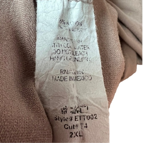 Eimin Draped Cowl Neck Sleeveless Jersey Stretch Taupe Blouse 2XL - Picture 5 of 10